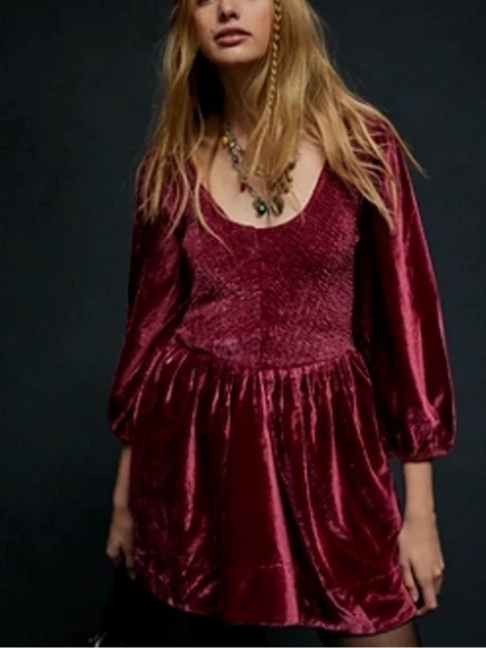Free People Farrier Velvet dress medium boysenberry
